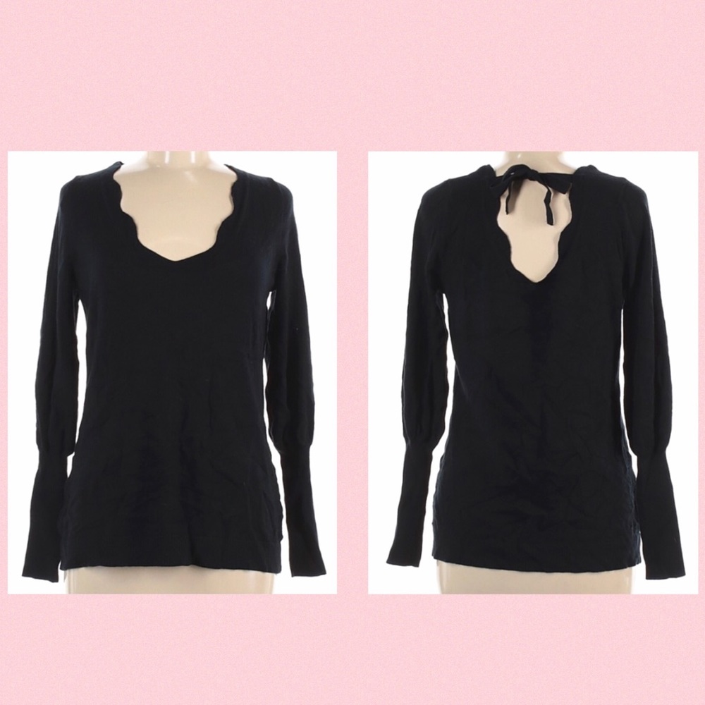 💕NWT LOVE SCARLETT SCALLOP TIE BACK SWEATER S***